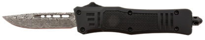 Steel River Knives MT616BDDP Spartan  Mini 2.75" OTF Drop Point Plain Laser Etched Damascus 440C SS Blade/4.25" Black Aluminum Zinc Alloy Handle