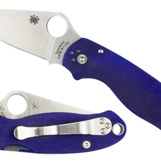 Spyderco C223GPDBL Para 3  2.95" Folding Plain Satin CPM S110V Blade/Dark Blue Textured G10 Handle Includes Pocket Clip