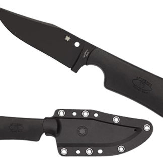 Spyderco FB15PBBK Street Beat  3.51" Fixed Bowie Plain Black DLC VG-10 SS Blade/Black Textured FRN Handle