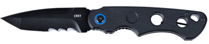 CRKT 2606 A.B.C.  3.39" Folding Tanto Veff Serrated Black Oxide 12C27 Sandvik Blade, Black Textured G10 Handle