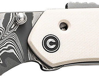 Civivi Knives C22036-DS1 Vision FG  3.54" Folding Reverse Tanto Plain Damascus Blade, Ivory G10 Handle