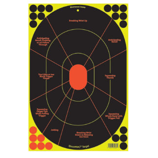 Birchwood Casey 34655 Shoot-N-C Reactive Target Self-Adhesive Paper Black/Yellow/Red 12"x18" Oval Silhouette 5 Pack