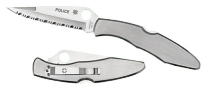 Spyderco C07P Police  4.13" Folding Spear Point Plain VG-10 SS Blade Stainless Includes Pocket Clip