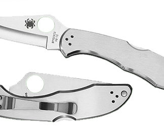 Spyderco C11P Delica 4  2.95" Folding Drop Point Plain VG-10 SS Blade/ Stainless Steel Handle Includes Pocket Clip