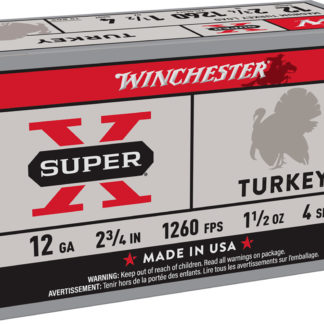 Winchester Ammo X12MT4 Super X Magnum Turkey 12Gauge 2.75" 1 1/2oz Copper Plated 4Shot 10 Box/10 Case