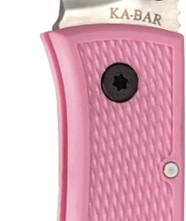 Ka-Bar 4062PK Dozier Hunter 3" Folding Drop Point Plain Satin AUS-8A SS Blade, Pink Zytel Handle, Includes Pocket Clip