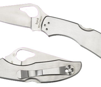 Spyderco BY04P2 Byrd Meadowlark 2 2.93" Folding Clip Point Plain 8Cr13MoV SS Blade Satin Stainless Steel Handle