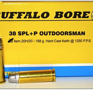 Buffalo Bore Ammunition 20H20 Outdoorsman Strictly Business 38Special +P 158gr Hard Cast 20 Per Box/12 Case