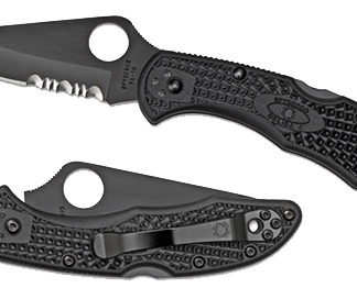 Spyderco C11PSBBK Delica 4 Lightweight 2.88" Folding Part Serrated Black TiCN VG-10 SS Blade/Black Textured FRN Handle Includes Pocket Clip