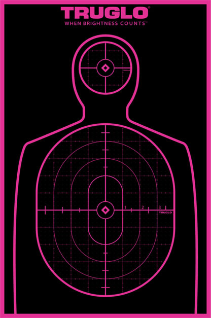 TruGlo TG13P6 Tru-See Handgun Target Self-Adhesive Heavy Paper Black/Pink 12"x18" Silhouette 6 Pack